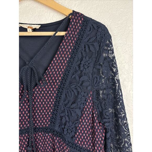 Entro Women’s Dress Size Small Blue Lace Boho Festival Feather Western Fashion‎ - Picture 3 of 9